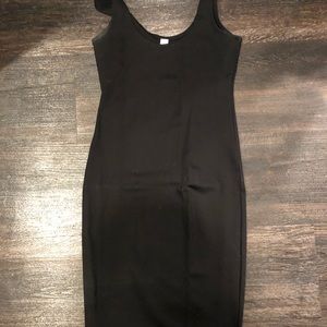 Midi black form fitting dress